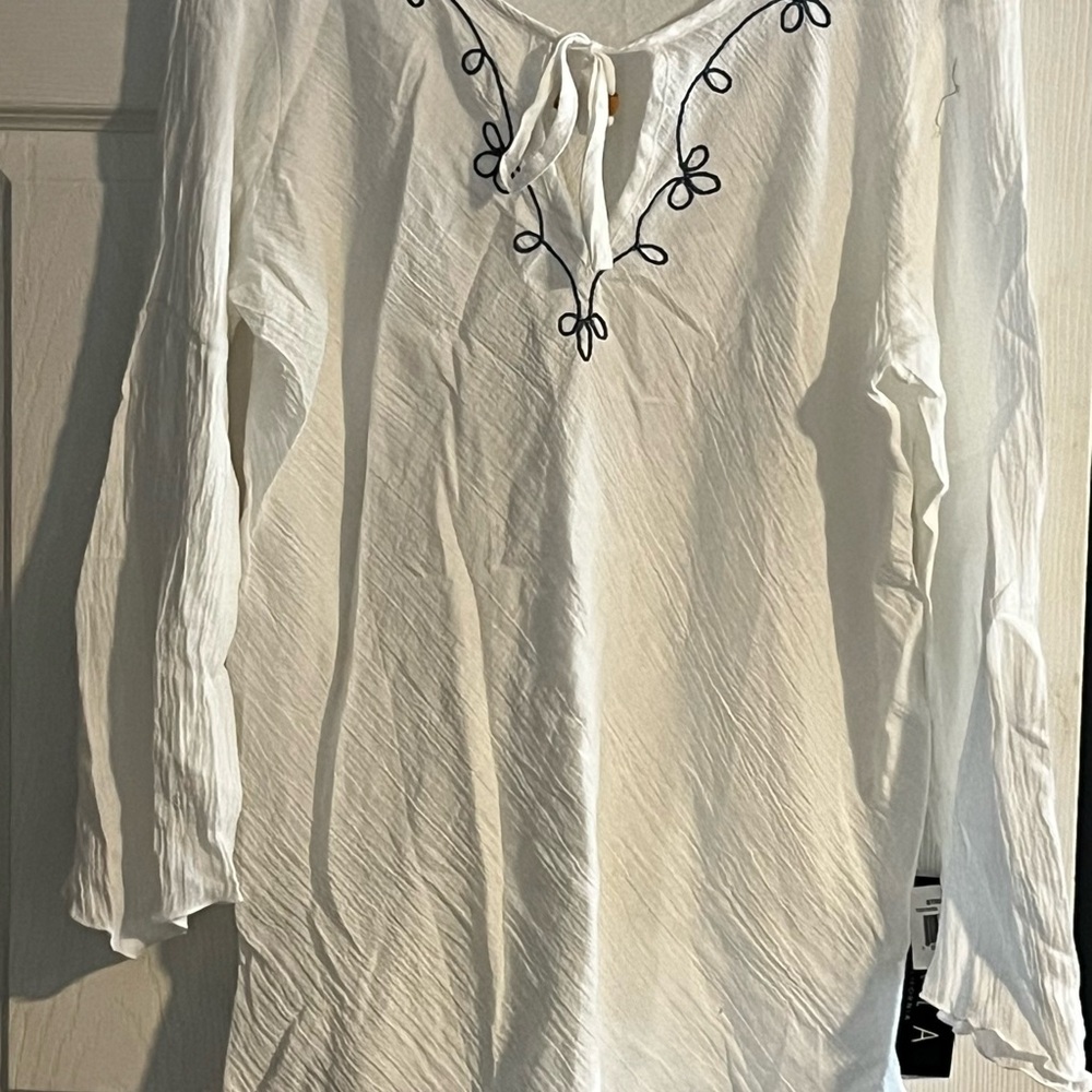 Cream Relaxed Tie Front Tunic